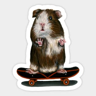 Skateboarding Guinea Pig Standing Sticker